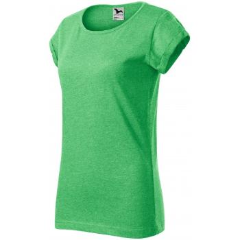 Koszulka damska z podwiniętymi rękawami, zielony marmur, S