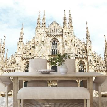 Samoprzylepna fototapeta Katedra w Mediolanie w czerni i bieli - 450x300