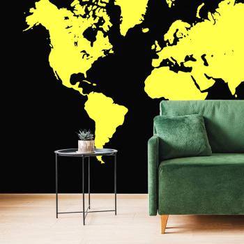 Samoprzylepna tapeta żółta mapa na czarnym tle - 150x100