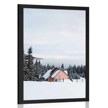 Plakat domek w zaśnieżonej naturze - 40x60 black