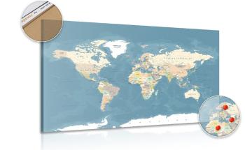 Obraz na korku stylowa vintage mapa świata - 120x80  arrow