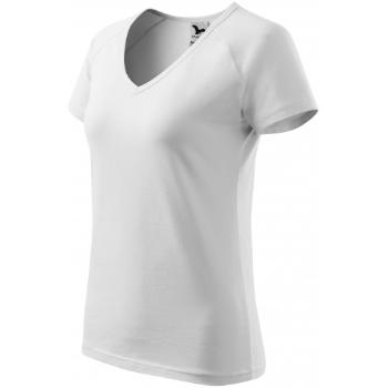 Damska koszulka slim fit z raglanowym rękawem, biały, XL