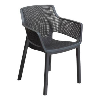 Szare metaliczne krzesło ogrodowe Keter Elisa