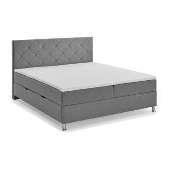 Jasnoszare łóżko boxspring ze schowkiem 180x200 cm Leo − Meise Möbel