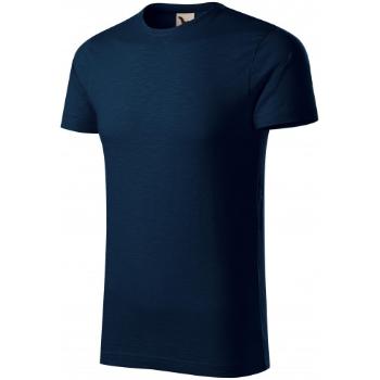 T-shirt męski, teksturowana bawełna organiczna, ciemny niebieski, XL