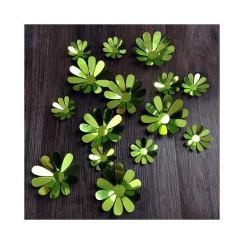 Zestaw 12 zielonych naklejek elektrostatycznych 3D Ambiance Flowers Chic Green