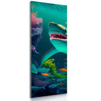 Obraz czający się rekin w świecie surrealizmu - 50x150