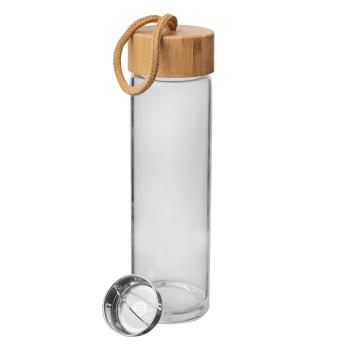 Szklana butelka na wodę z bambusową pokrywką Orion, 450 ml