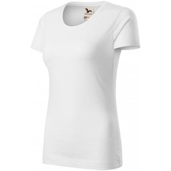 T-shirt damski, teksturowana bawełna organiczna, biały, XL