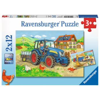 Ravensburger Puzzle 2x12 części - plac budowy i gospodarstwo rolne