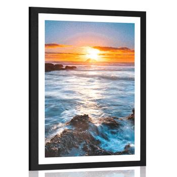 Plakat z passe-partout romantyczny zachód słońca - 40x60 white