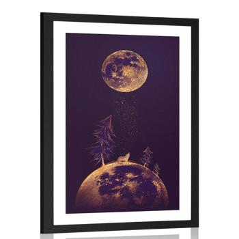 Plakat passepartout tajemniczy las w królestwie planet - 60x90 black