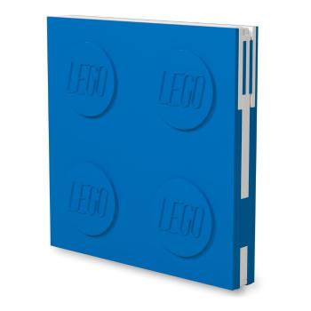 Niebieski kwadratowy notatnik z długopisem żelowym LEGO®, 15,9x15,9 cm