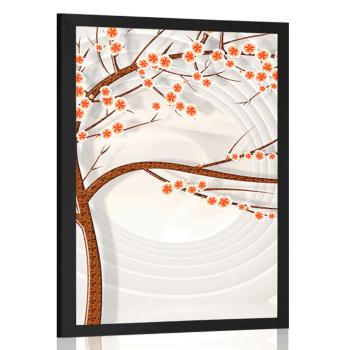 Plakat nowoczesne drzewo na abstrakcyjnym tle - 20x30 black
