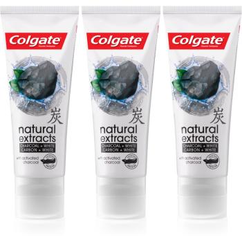 Colgate Natural Extracts Charcoal + White wybielająca pasta do zębów z aktywnym węglem 3 x 75 ml