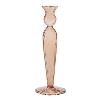 Różowy szklany świecznik Bahne & CO