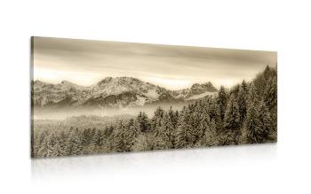 Obraz zamarznięte góry w sepii - 120x60