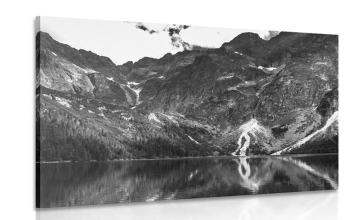 Obraz Morskie Oko w Tatrach w wersji czarno-białej - 120x80