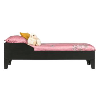Czarne łóżko z drewna sosnowego WOOOD Dian, 90x200 cm