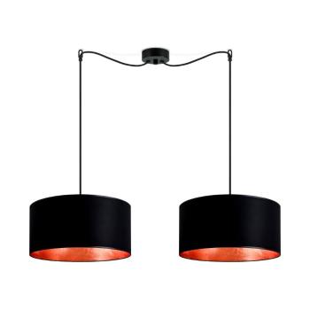 Czarna podwójna lampa wisząca z wnętrzem w kolorze miedzi Sotto Luce Mika