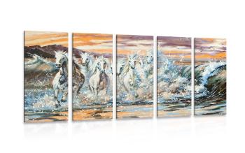 5-częściowy obraz konie stworzone z wody - 100x50