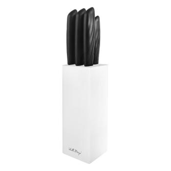 Zestaw 5 noży w białym stojaku Vialli Design Caro