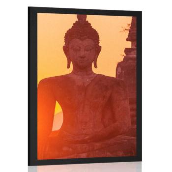 Plakat Posąg Buddy pośrodku kamieni - 30x45 black