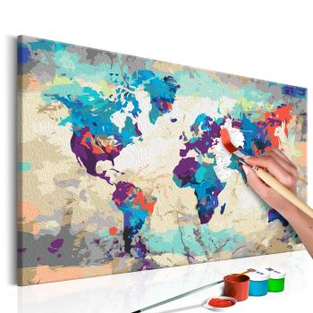 Obraz malowanie po numerach mapa świata - World Map: Blue & Red - 60x40
