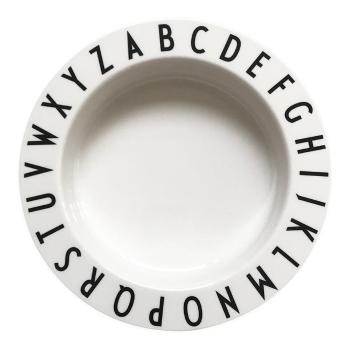 Biały głęboki talerz dla dzieci Design Letters Eat & Learn, ø 15,5 cm
