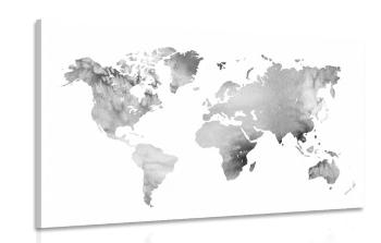 Obraz mapa świata w czarno-białej akwareli - 90x60