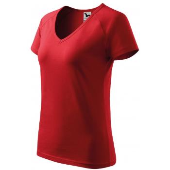 Damska koszulka slim fit z raglanowym rękawem, czerwony, L