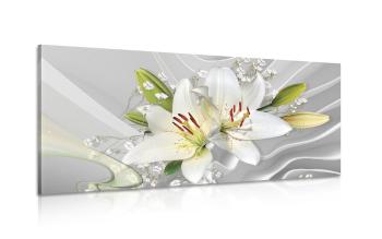 Obraz biała orchidea na ciekawym tle - 100x50