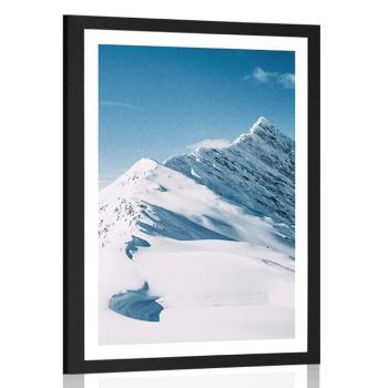 Plakat z passe-partout ośnieżone góry - 40x60 black