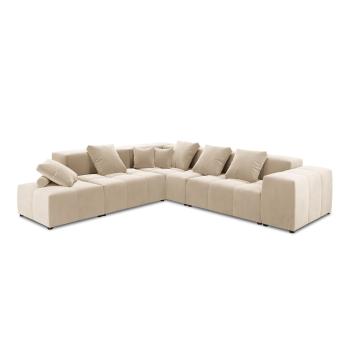 Beżowa aksamitna sofa narożna (zmienna) Rome Velvet - Cosmopolitan Design