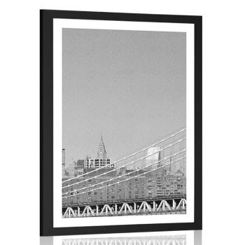 Plakat z passe-partout drapacze chmur w Nowym Jorku w czerni i bieli