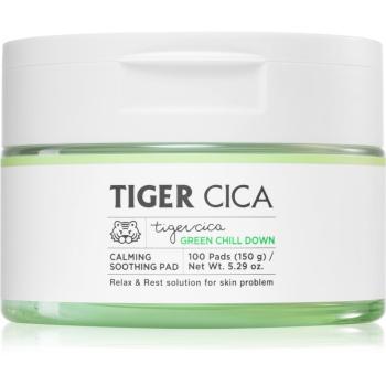 It´s Skin Tiger Cica Green Chill Down złuszczające chusteczki do twarzy do wygładzenia skóry i zmniejszenia porów 100 szt.