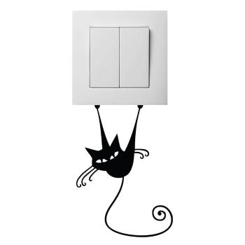 Czarna naklejka na wyłącznik światła Ambiance Acrobat Cat