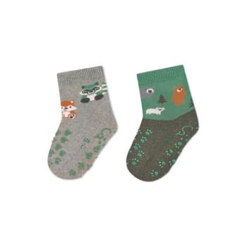 Sterntaler ABS Toddler Socks Twin Pack Forest Animals Light Grey
