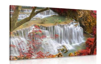 Obraz leśny wodospad - 120x80