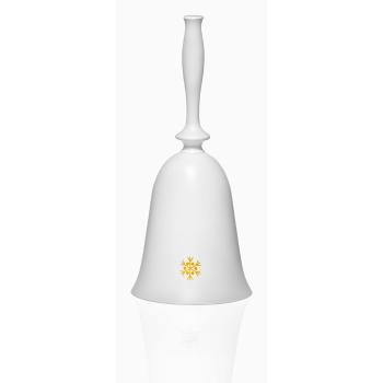 Biały szklany świąteczny dzwoneczek Crystalex Nordic Vintage, wys. 17,9 cm