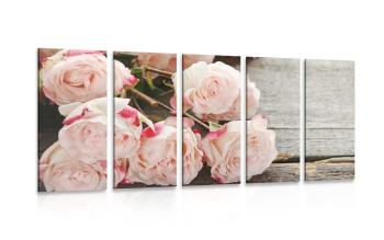 5-częściowy obraz romantyczne róże - 200x100