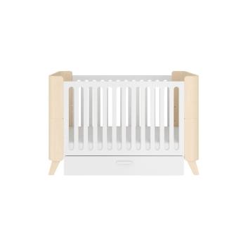 Białe regulowane łóżeczko dziecięce z szufladą BELLAMY Hoppa, 70x140 cm