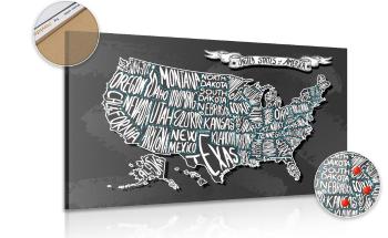 Obraz nowoczesna mapa USA na korku - 90x60  smiley