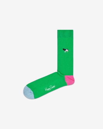 Happy Socks Ribb Embroidery Yin Yang Cow Skarpetki Zielony