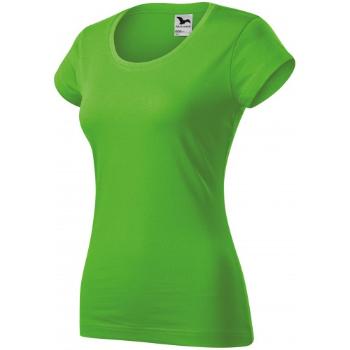 T-shirt damski slim fit z okrągłym dekoltem, zielone jabłko, XS