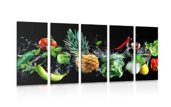 5-częściowy obraz owoce i warzywa ekologiczne - 200x100