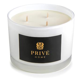 Biała świeca zapachowa Privé Home Safran - Ambre Noir, czas palenia 35 h