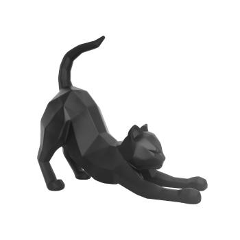 Matowa czarna figurka PT LIVING Origami Stretching Cat, wys. 30,5 cm