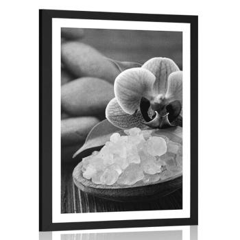 Plakat z passe-partout magia wellness w czerni i bieli - 20x30 silver