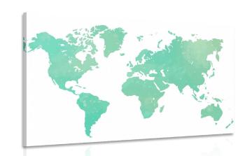 Obraz mapa świata w kolorze zielonym - 120x80
